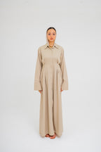 Signature Shirt Dress in Beige (Pre-order)
