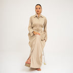 Signature Shirt Dress in Beige (Pre-order)