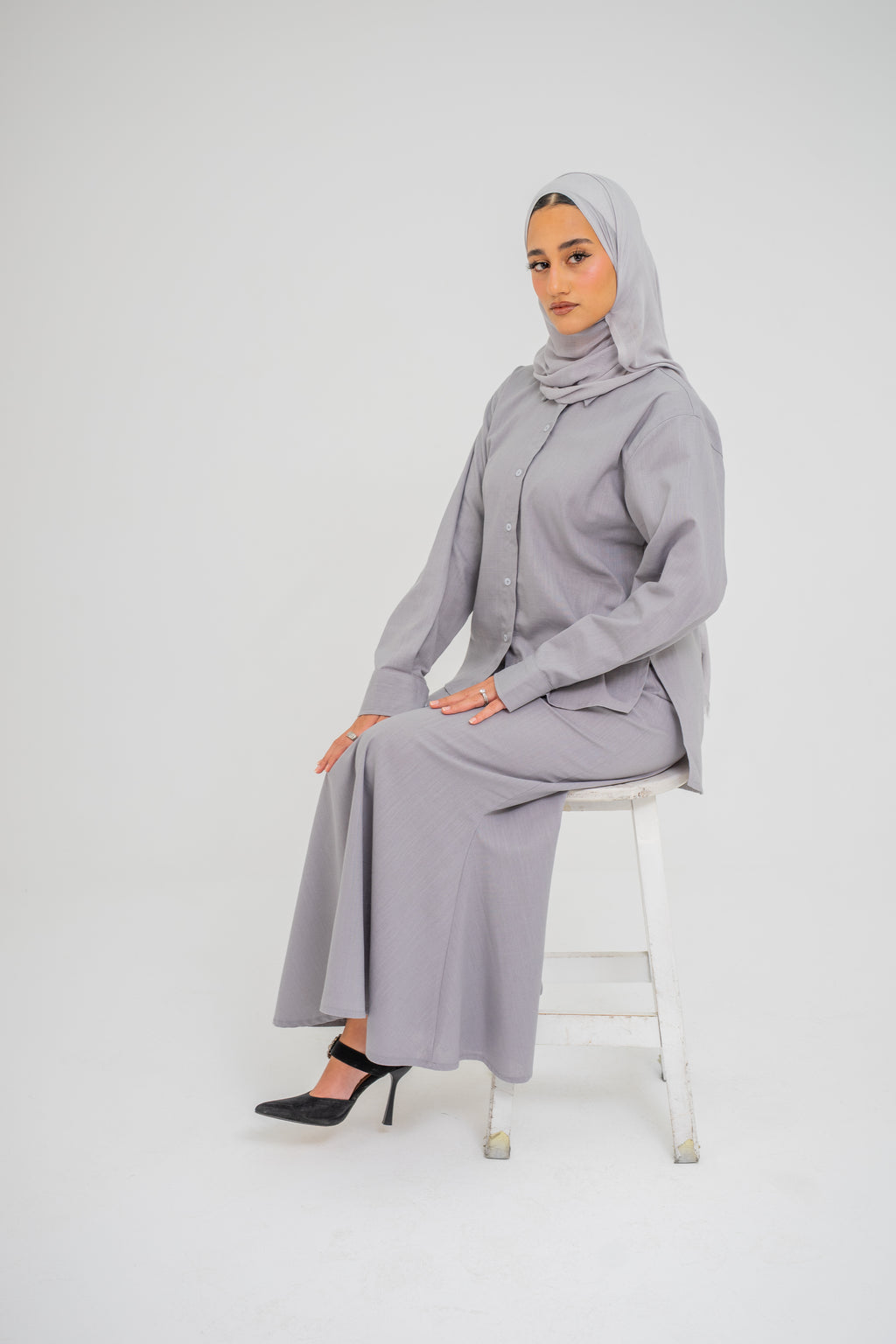 Ayla Grey Linen Skirt (Pre-order)