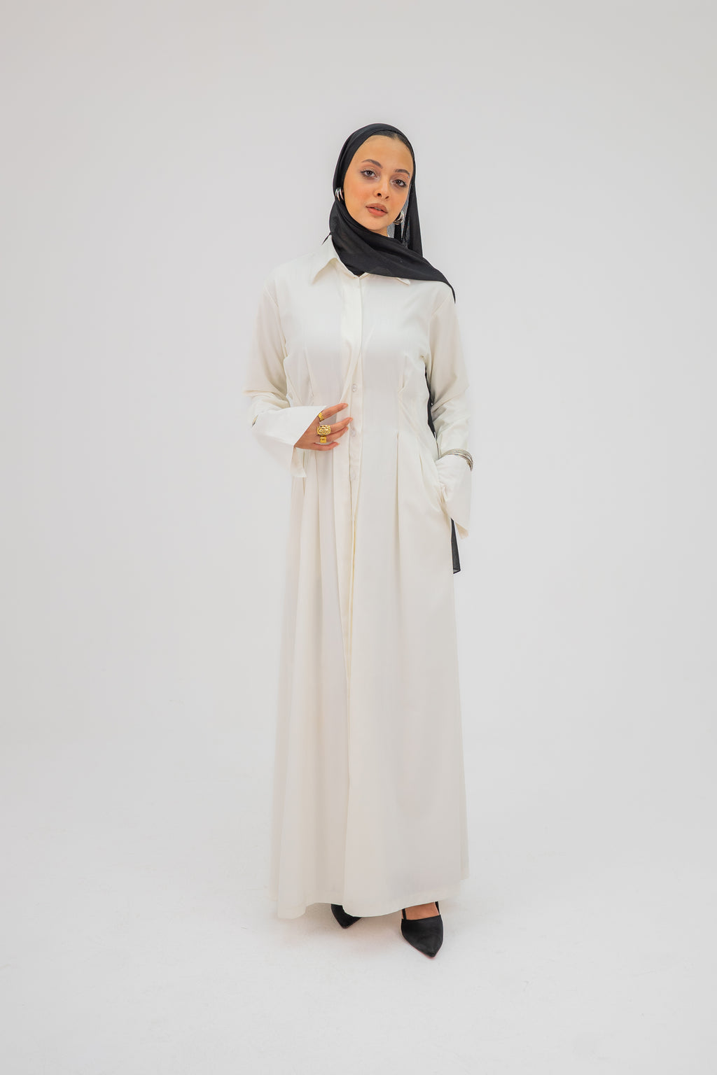 Signature Shirt Dress in White (Pre-order)