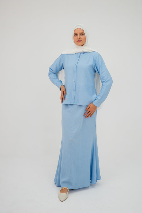 Ayla Baby Blue Linen Set (Pre-Order)