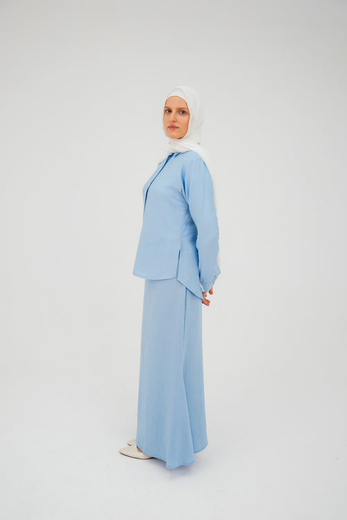 Ayla  Blue Linen Skirt (Pre-Order)