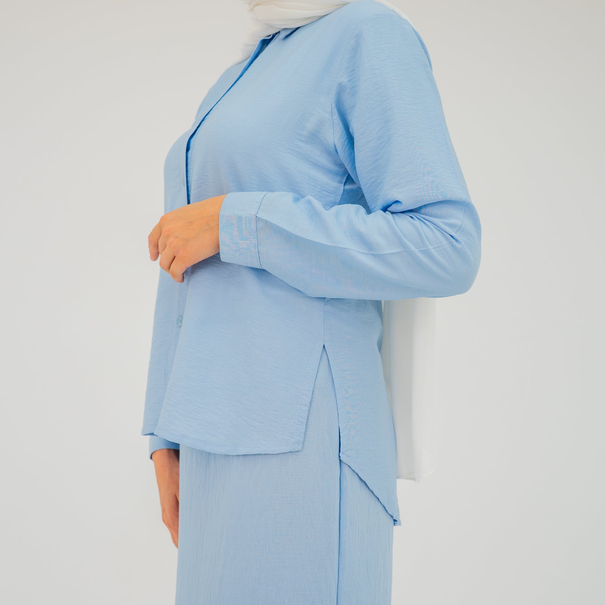 Ayla Baby Blue Linen Shirt (Pre-Order)