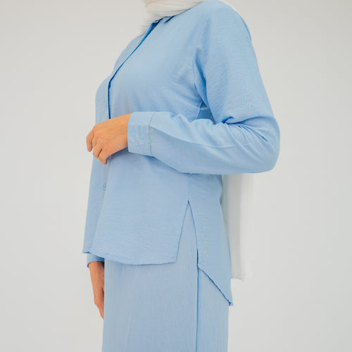Ayla Baby Blue Linen Shirt (Pre-Order)