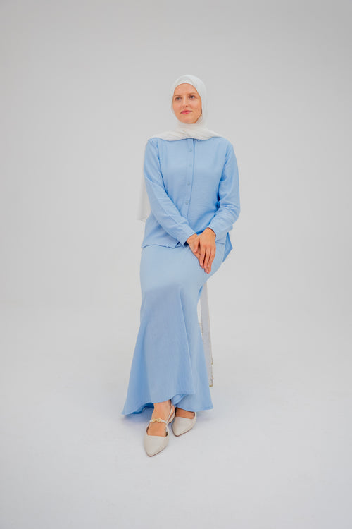 Ayla  Blue Linen Skirt (Pre-Order)