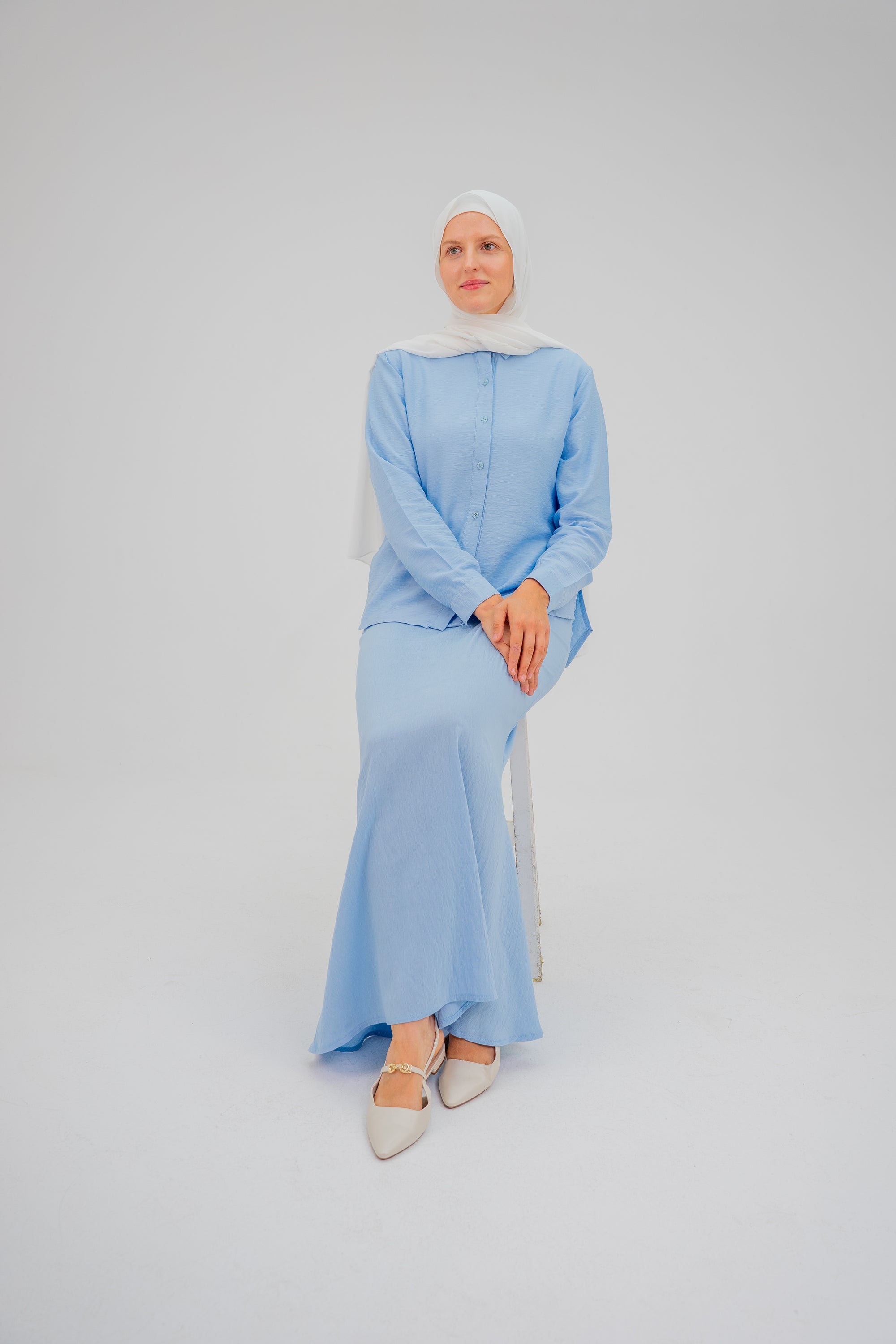 Ayla Baby Blue Linen Shirt (Pre-Order)
